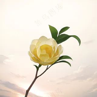 白色黄色手绘新中式风格花植物183 白色黄色手绘新中式风格花植物183