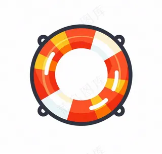 游泳圈救生圈卡通插画免抠