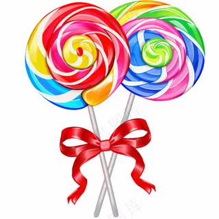 彩虹棒棒糖甜蜜卡通插画免抠
