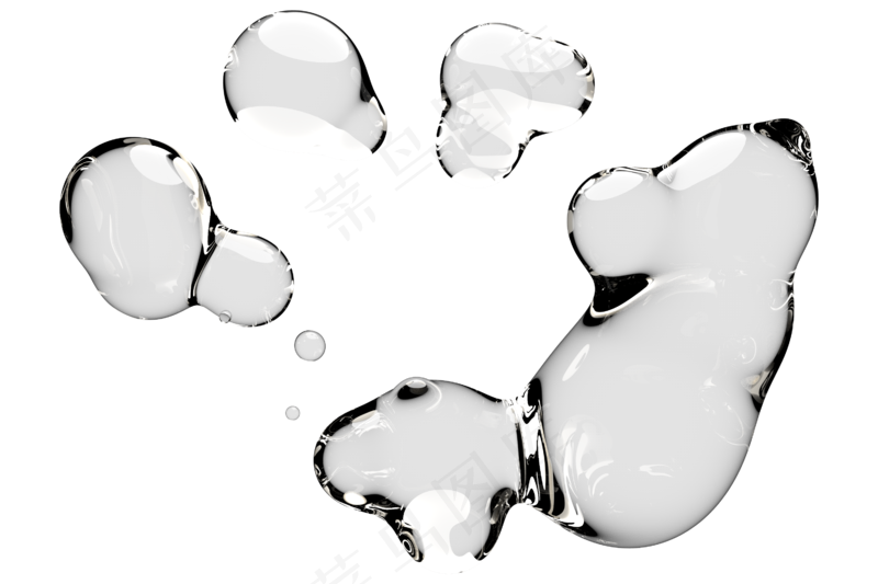 高清日系极简逼真透明水滴液体气泡水珠空气感png免扣素材 (