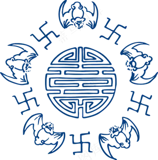 古代青花瓷图案花纹中国风图案祥云纹理传统图腾矢量AI设计PNG免扣素材