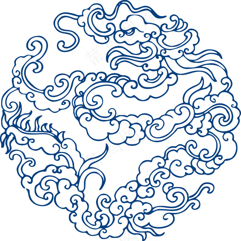 古代青花瓷图案花纹中国风图案祥云纹理传统图腾矢量AI设计免扣素材