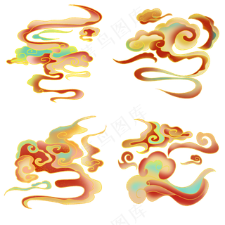 国潮敦煌云纹祥云插画免扣素材 (156)