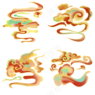 国潮敦煌云纹祥云插画免扣素材 (156)