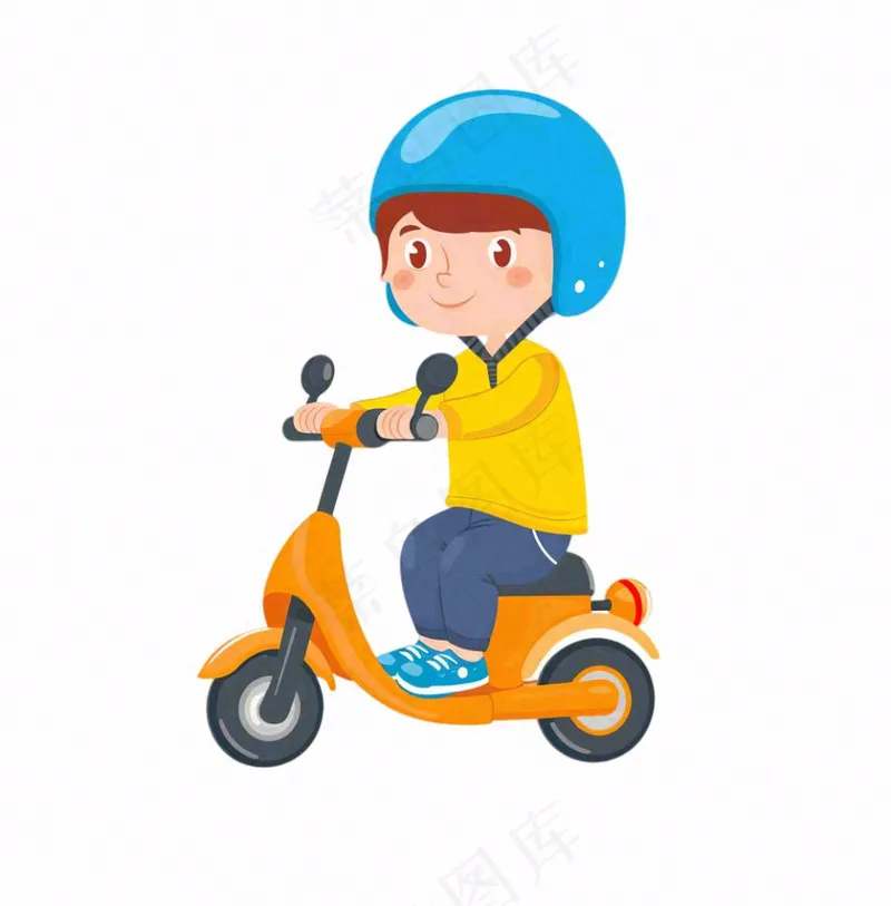 骑电动车的人头盔快递外卖人物插画免抠(1024x1040)