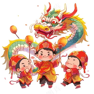 新年舞龙儿童画图片素材 (5) 新年舞龙儿童画图片素材 (5)