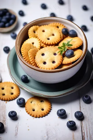 蓝莓饼干小圆饼摄影图