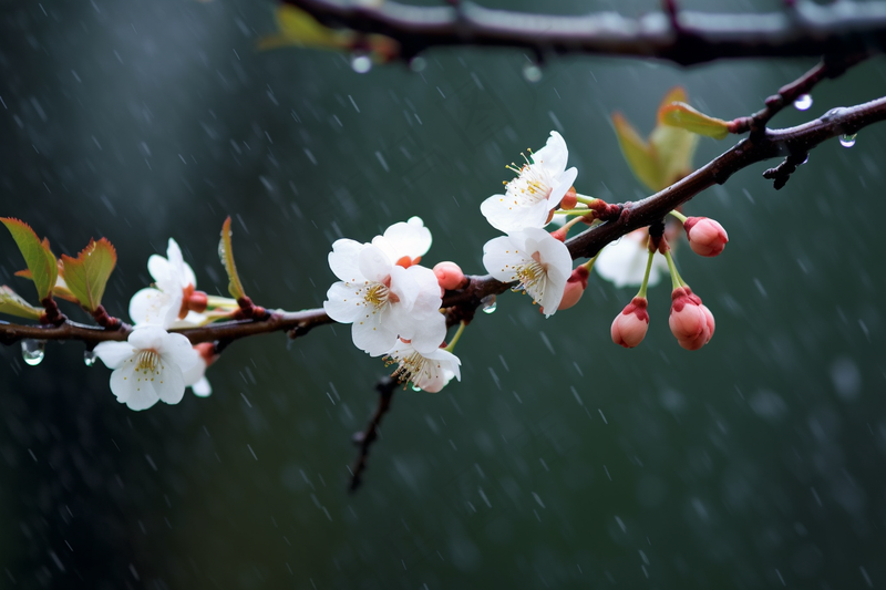 春季梅雨季节白梅鲜花盛开摄影图(4032x2688)