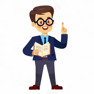 男教师教授老师教书人物卡通插画免抠