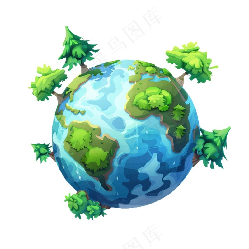 世界地球保护环境绿色卡通插画免抠