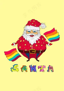 别致圣诞老人 彩虹字母