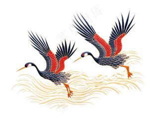 仙鹤祥云古风国潮插画免抠