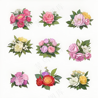 红色黄色粉色玫瑰花免抠素材177