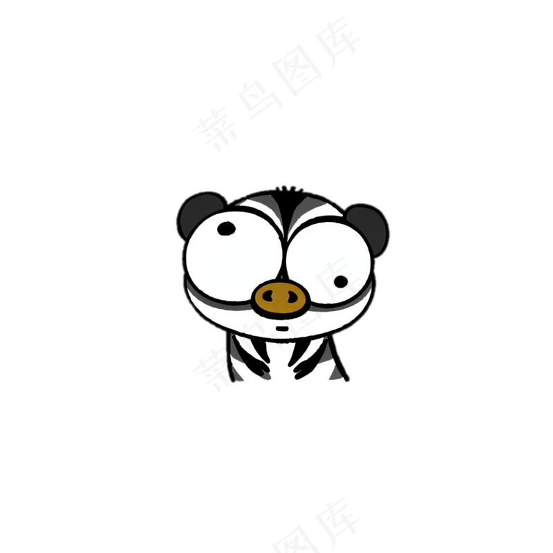 黑白小野猪 儿童简笔画 卡通小动物 免抠透明底