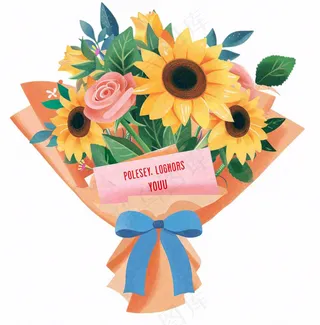 花束鲜花向日葵礼物卡通插画免抠