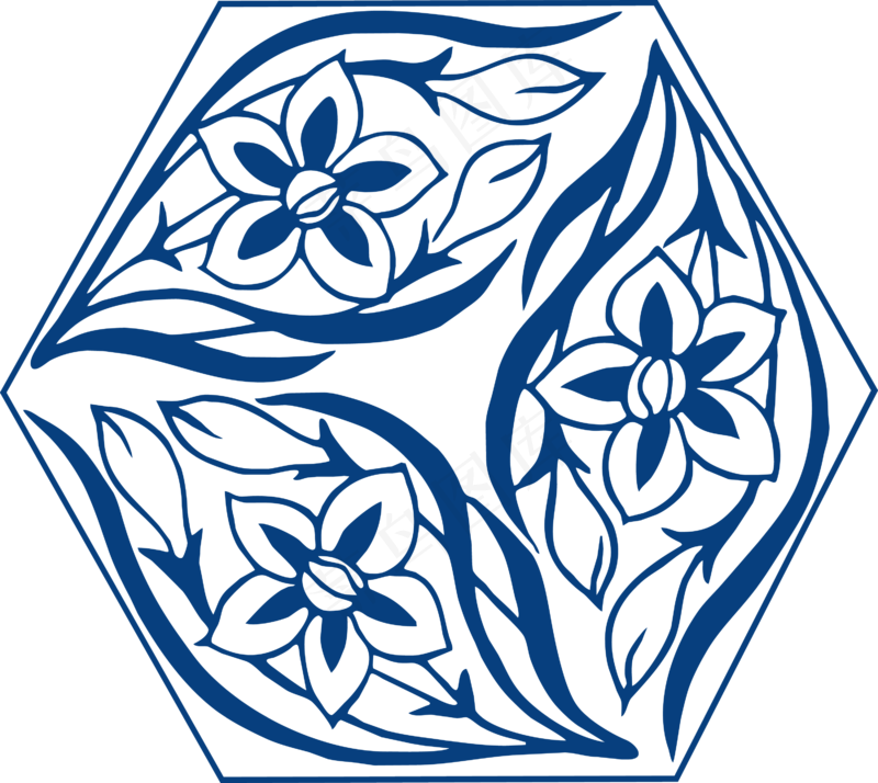 古代青花瓷图案花纹中国风图案祥云纹理传统图腾PNG免扣素材