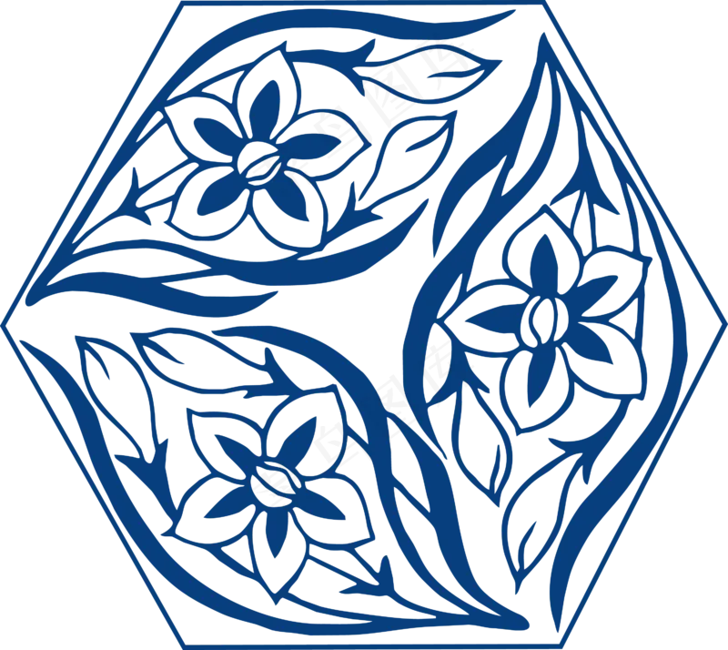 古代青花瓷图案花纹中国风图案祥云纹理传统图腾PNG免扣素材