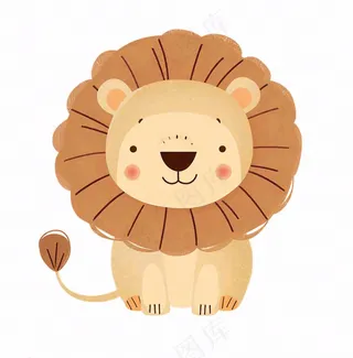 狮子动物卡通插画免抠