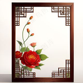 红色AI生成中国风框架素材16