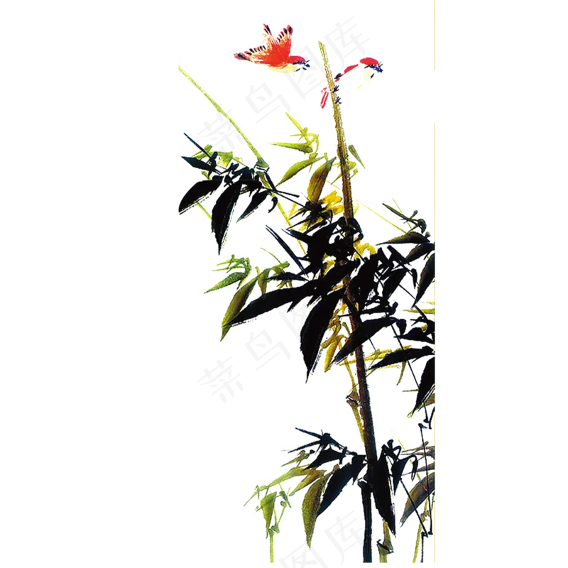 中国风水墨竹子图片古风竹叶竹林水彩手绘插画PNG免扣设计