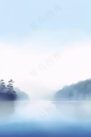 树林冷色雾气背景