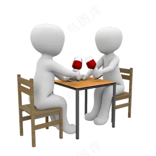 3D约会白色小人ppt用