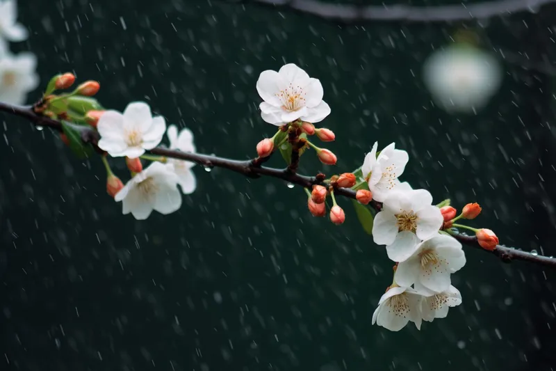 春季梅雨季节白梅鲜花盛开摄影图(4032x2688)
