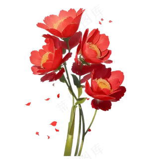 红色海棠花写实手绘练习作品35