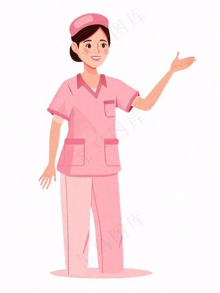 粉色护士服医生医疗人物卡通插画免抠