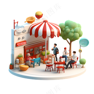 免抠3d人物场景