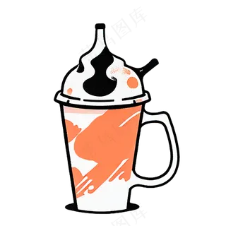 可乐冰块冰淇淋简笔画简约食物冷饮