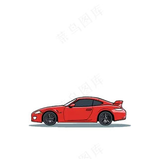 欧美风 红色汽车 免抠透明底 (3)