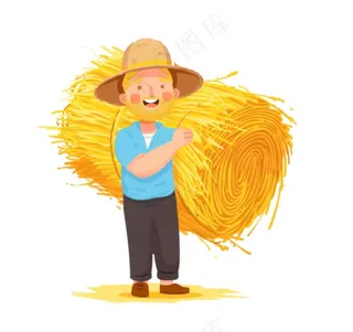 农民劳动人民抱着稻穗丰收人物插画免抠