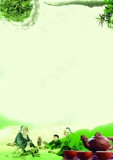 绿色淡绿古风装饰茶壶紫砂茶谱茶单