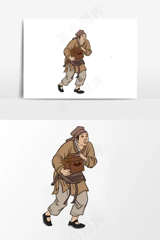 插画丨国风人物丨赶路者005丨PPT插图