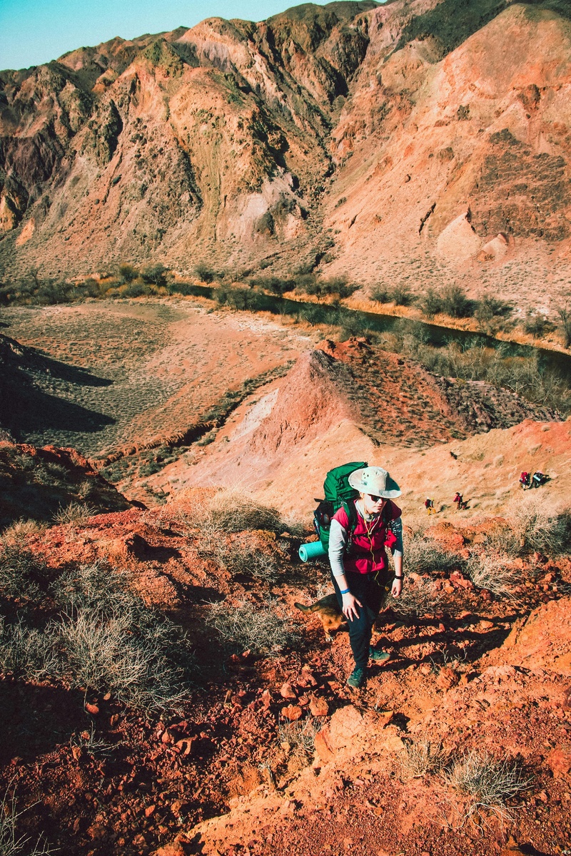 荒野中的徒步旅行者