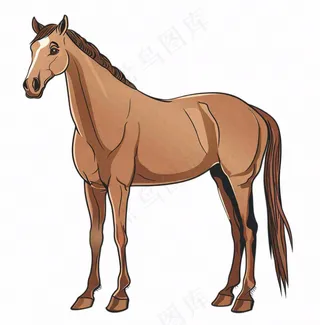 马骏马棕色马匹动物卡通插画免抠