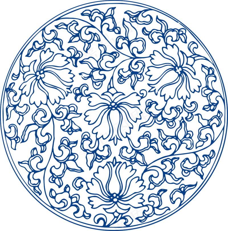 古代青花瓷图案花纹中国风图案祥云纹理传统图腾PNG免扣素材