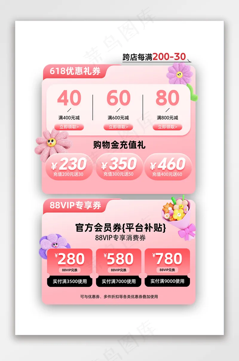 618粉色系优惠券红包psd模版下载