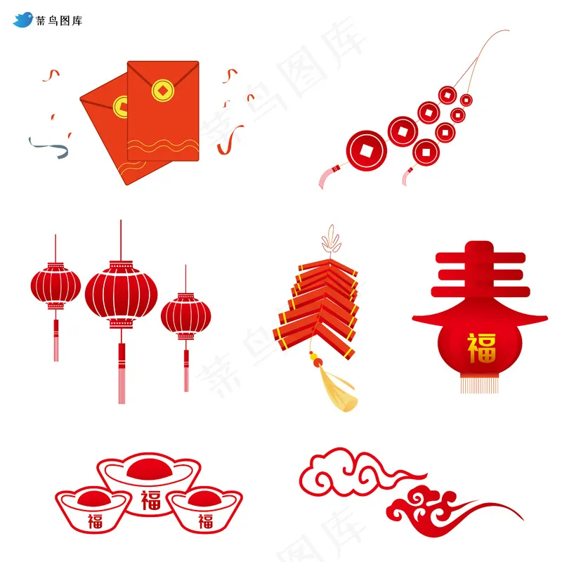 中国新年矢量图形插画元素ai矢量模版下载
