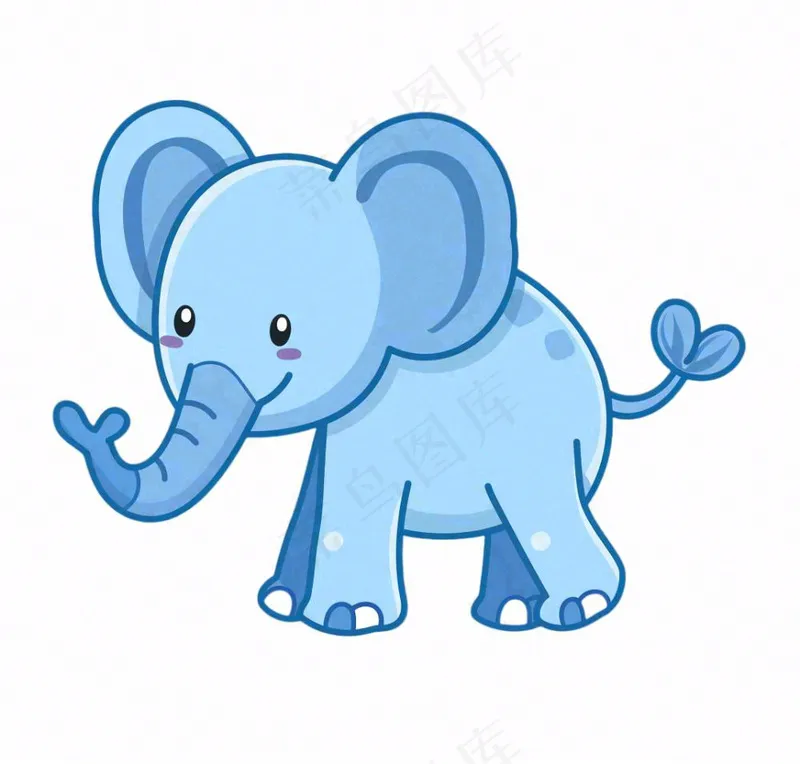 蓝色大象动物卡通插画免抠(1072x1024)
