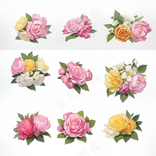 红色黄色粉色玫瑰花免抠素材85