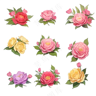 红色黄色粉色玫瑰花免抠素材98