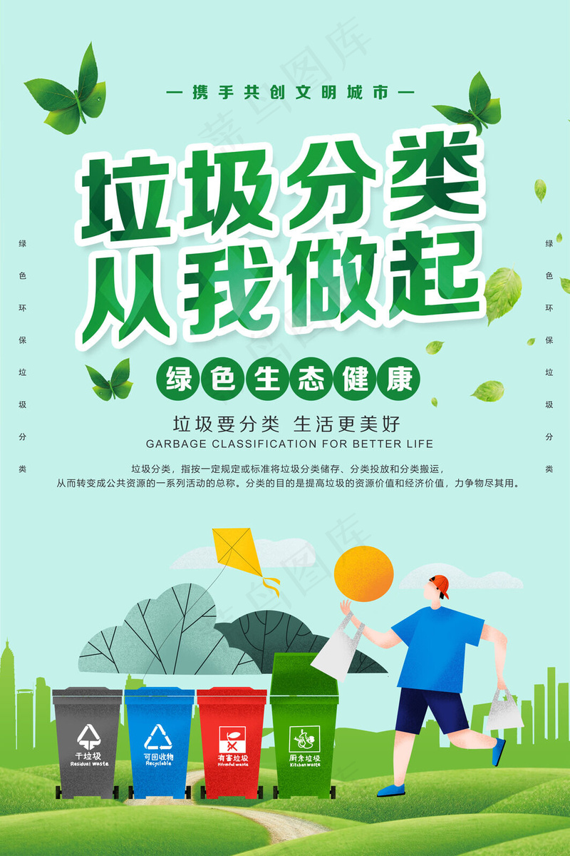 垃圾分类挂图 psd模版下载