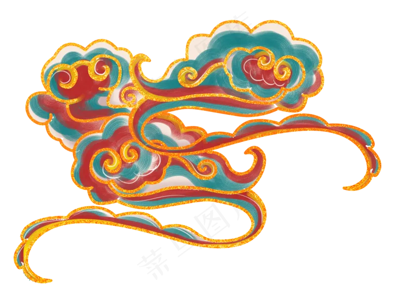 国潮敦煌云纹祥云插画免扣素材 (51)