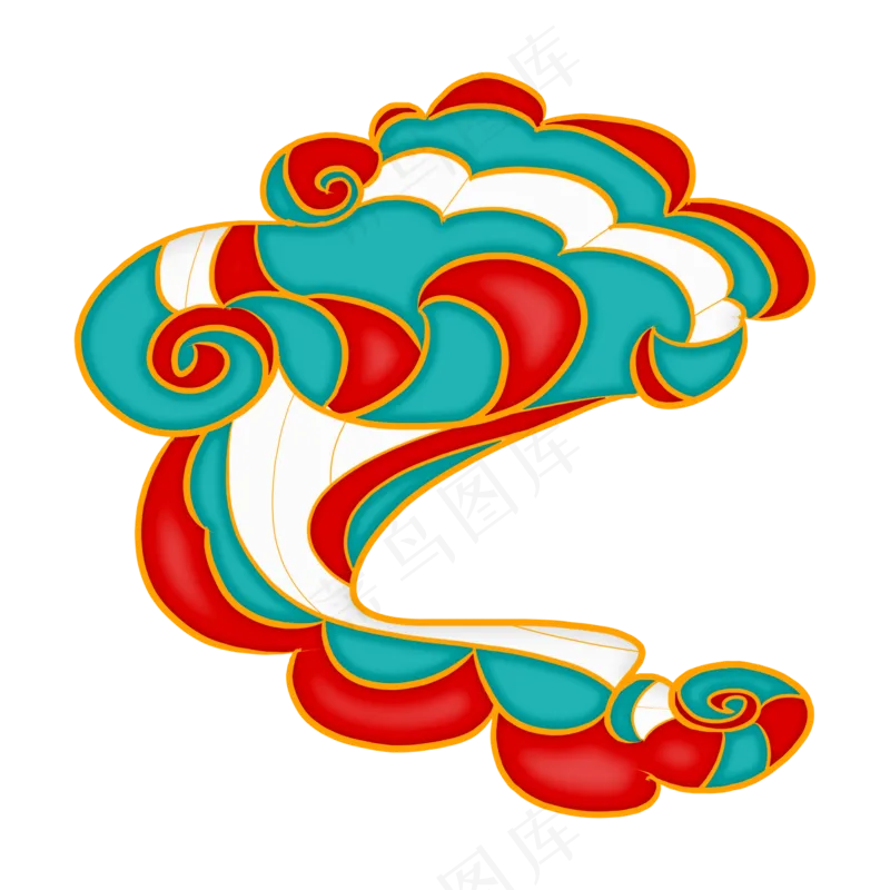 国潮敦煌云纹祥云插画免扣素材 (98)