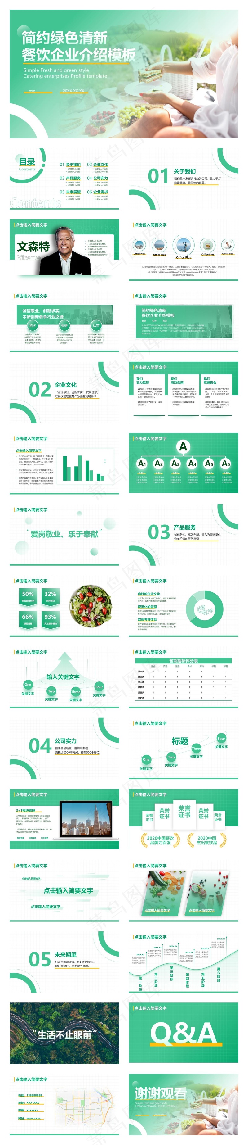 简约清新绿色餐饮企业介绍PPT