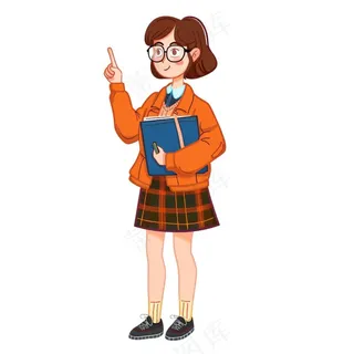 教师学生上课卡通人物插画免抠