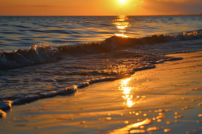 海上日出朝霞海浪摄影图(4032x2688)