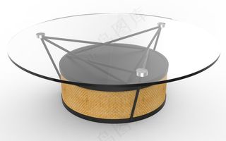 玻璃编织简约铁艺茶几